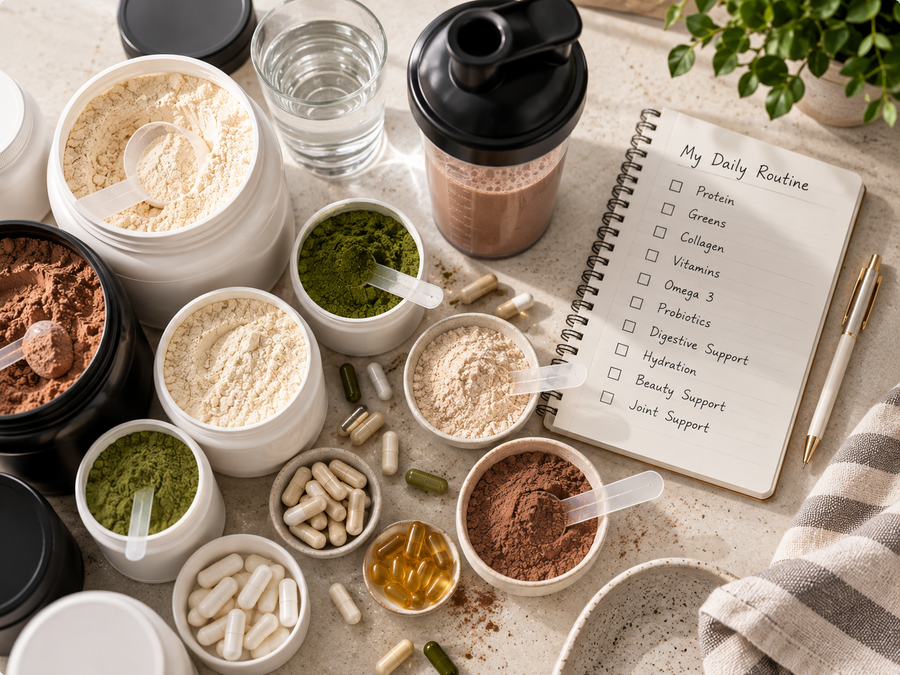 Multiple supplement powders and scoops