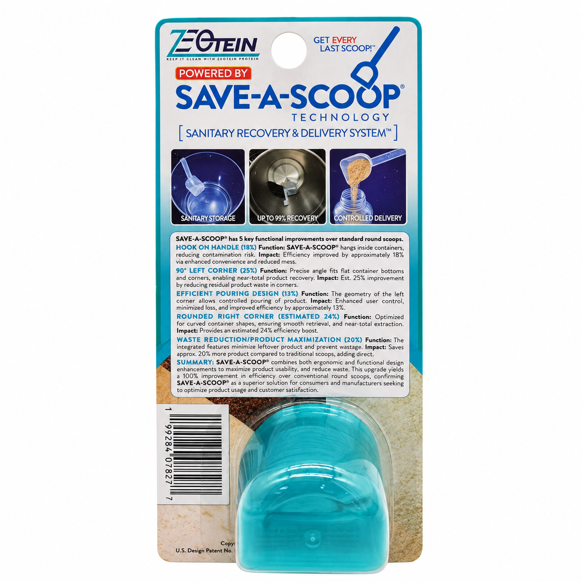 Back of Zeotein Save-A-Scoop protein powder scoop
