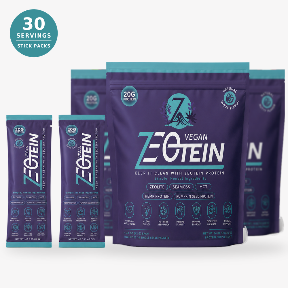 Zeotein Vegan Protein Powder - 30 Stick Packs, Pumpkin Seed & Hemp